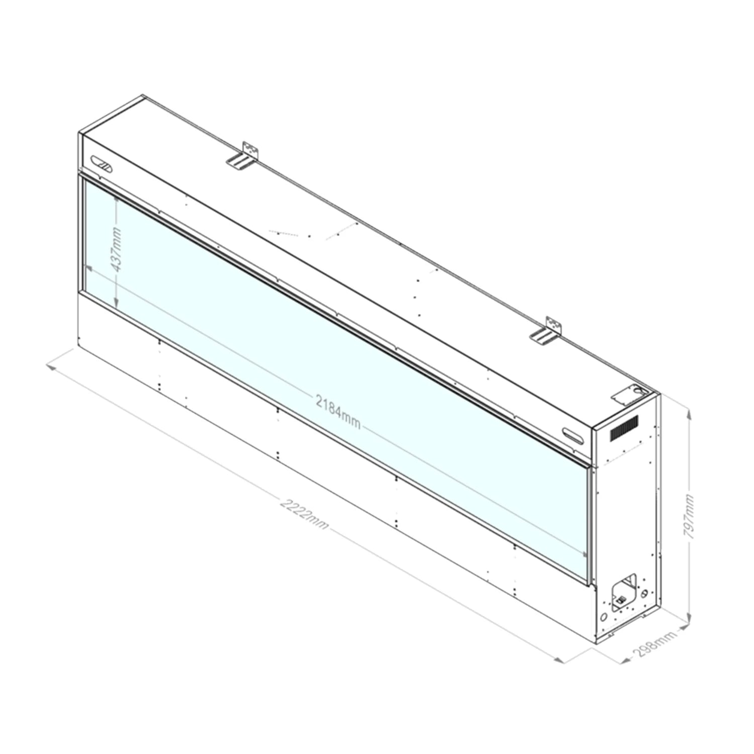 Faber e-SliM Linear 2200-450 I one-sided built-in water vapours fireplace