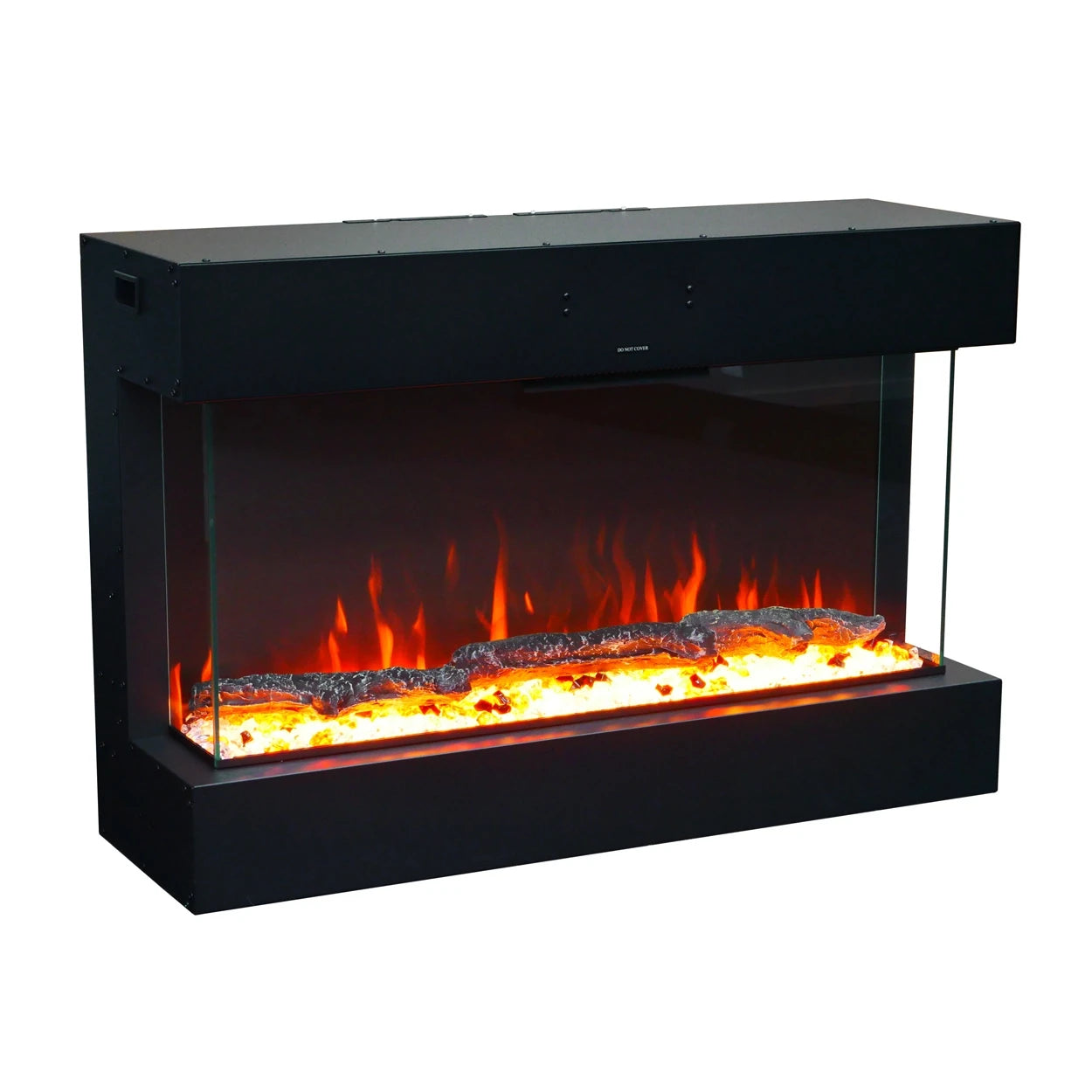 Feroza Wall-Mounted Electric Fireplace - Black - 101 cm