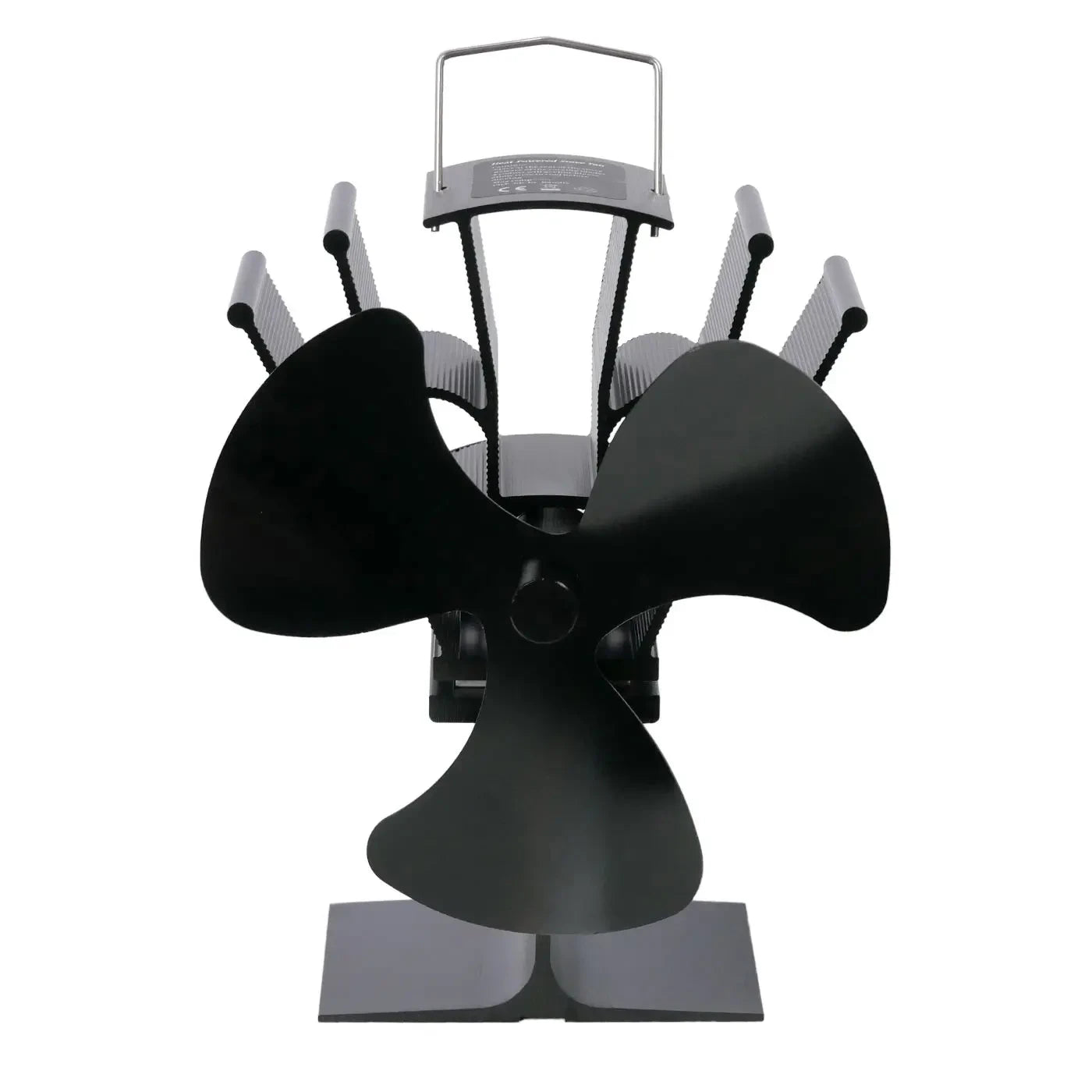 Black Heat-Powered Stove Fan – 3 Blades
