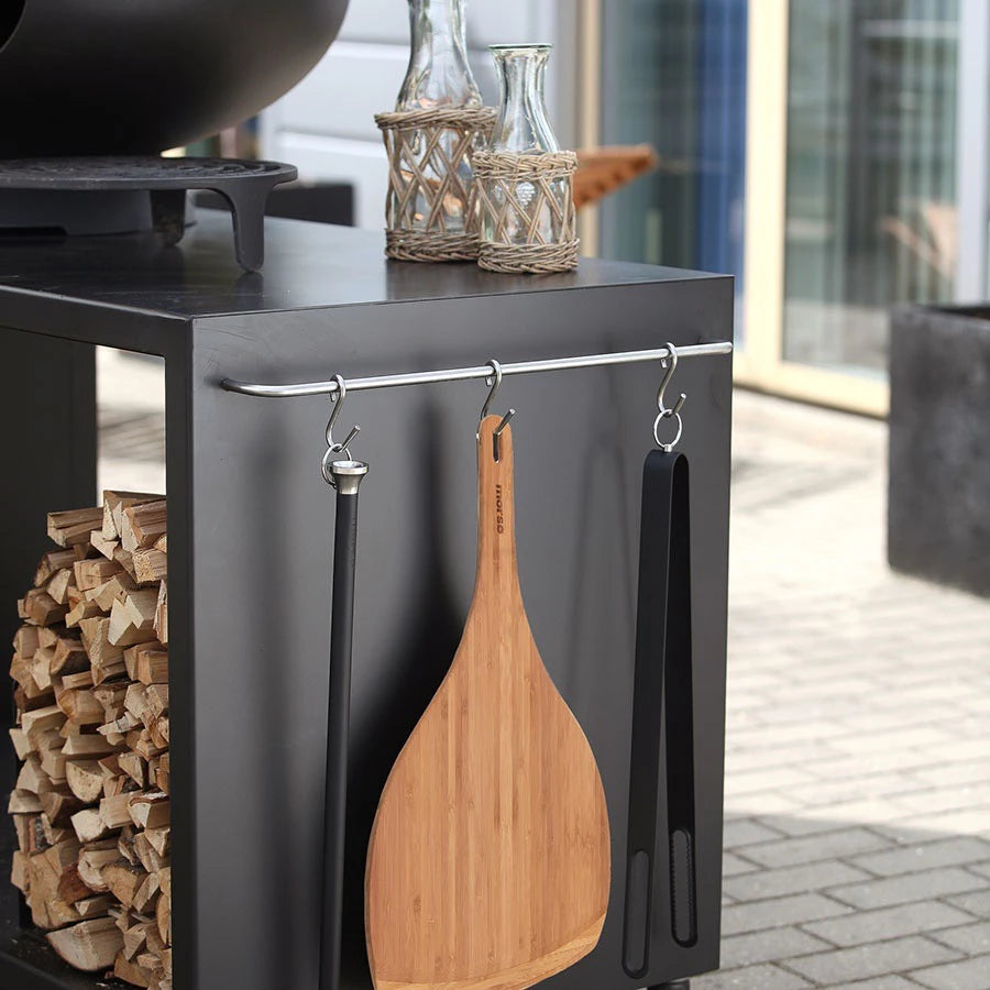 Mesa para forno de pizza exterior com pá para pizza