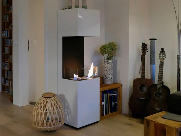 Open 3-Sided Bio Fireplace - White