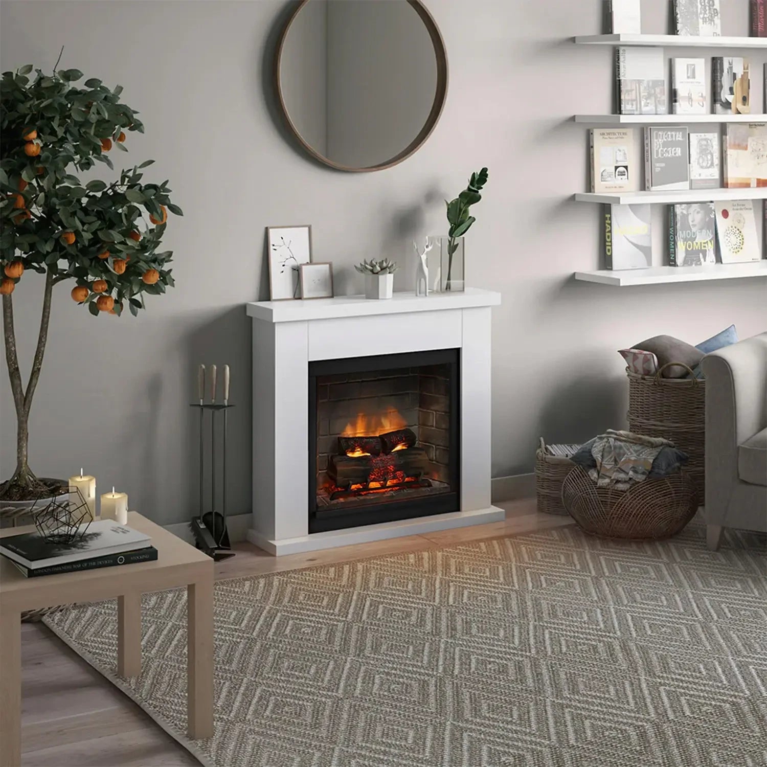 Frode Electric Fireplace - White