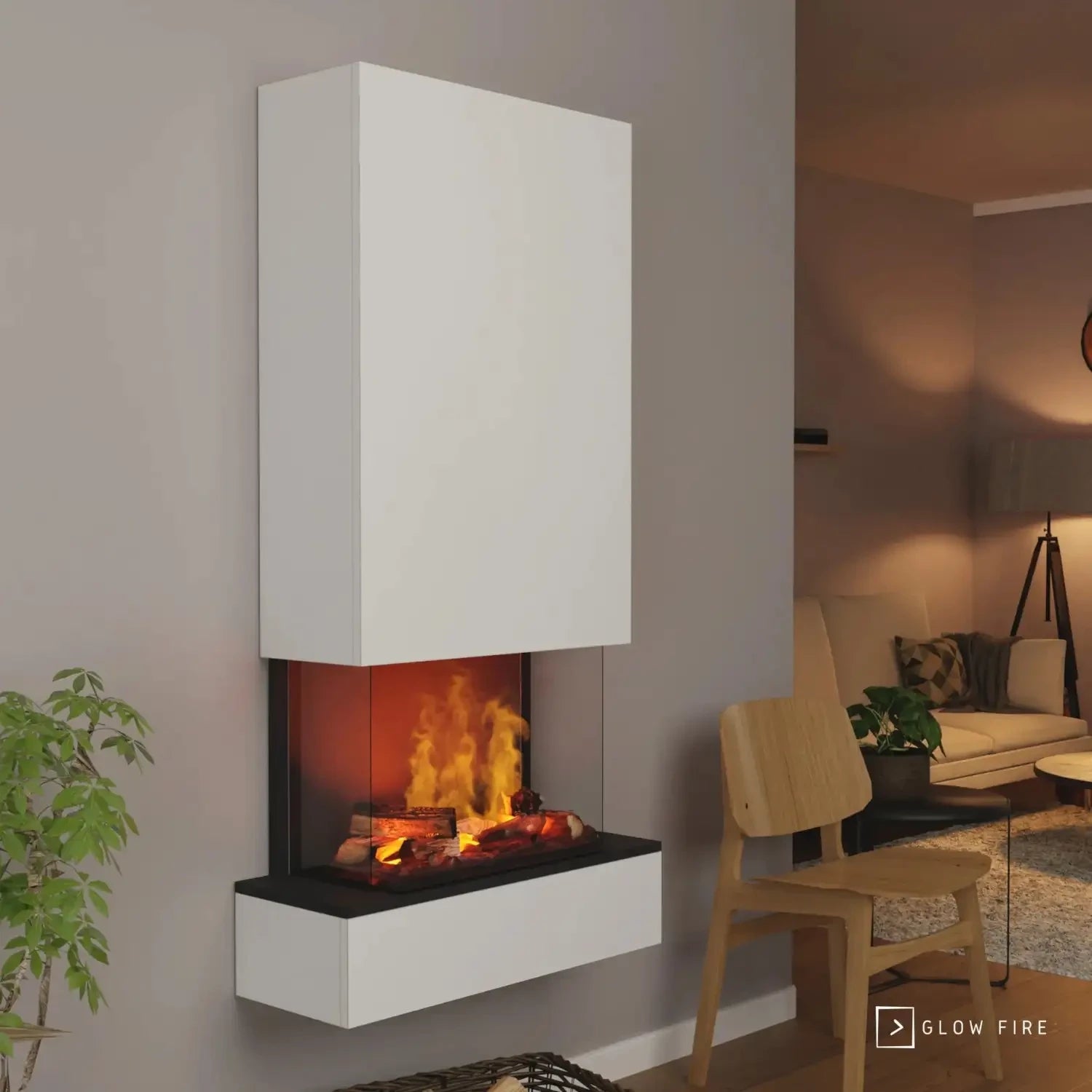 Hölderlin Alta Branco OMC 600 – Lareira a Vapor de Água Montada na Parede