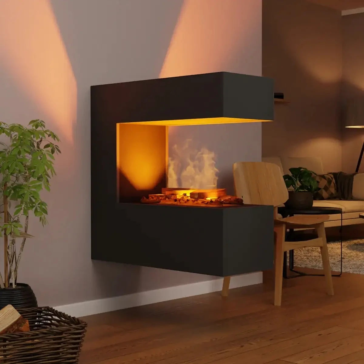 Schiller Parede Preto - OMC 400 | Lareira a Vapor de Água Montada na Parede