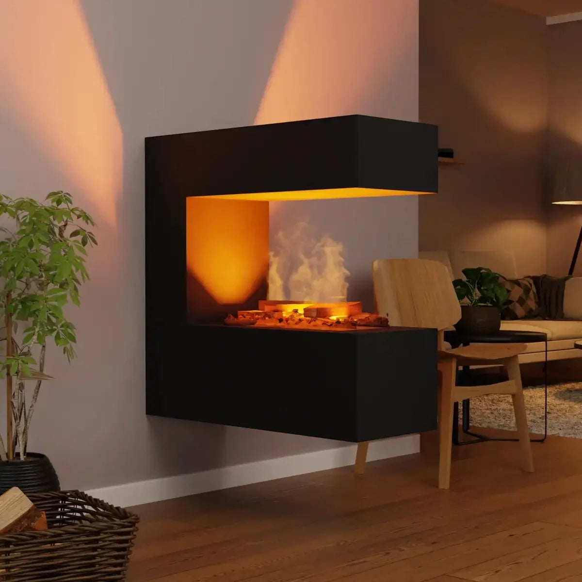 Schiller Parede Preto - OMC 400 | Lareira a Vapor de Água Montada na Parede