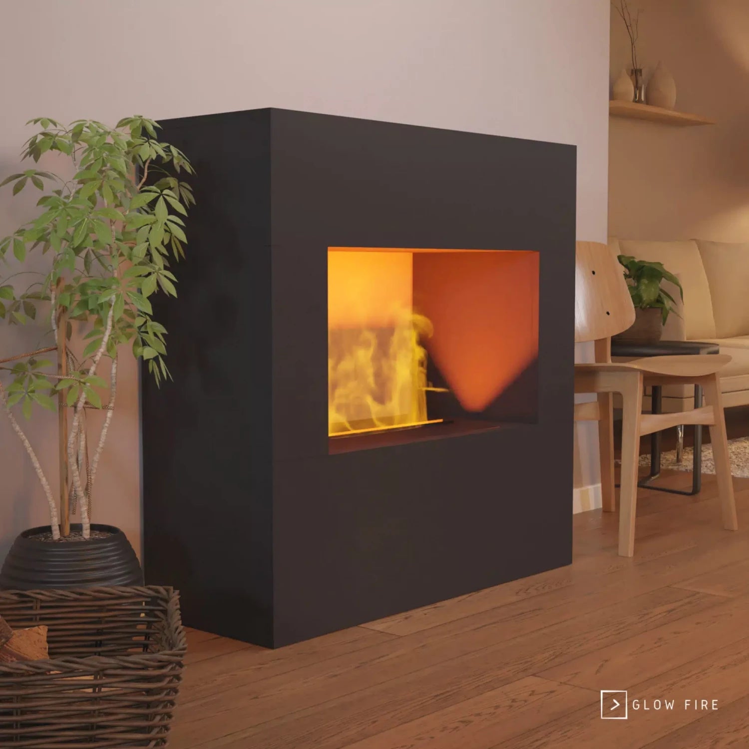 Goethe Preto OMC 600 | Lareira a Vapor de Água Independente