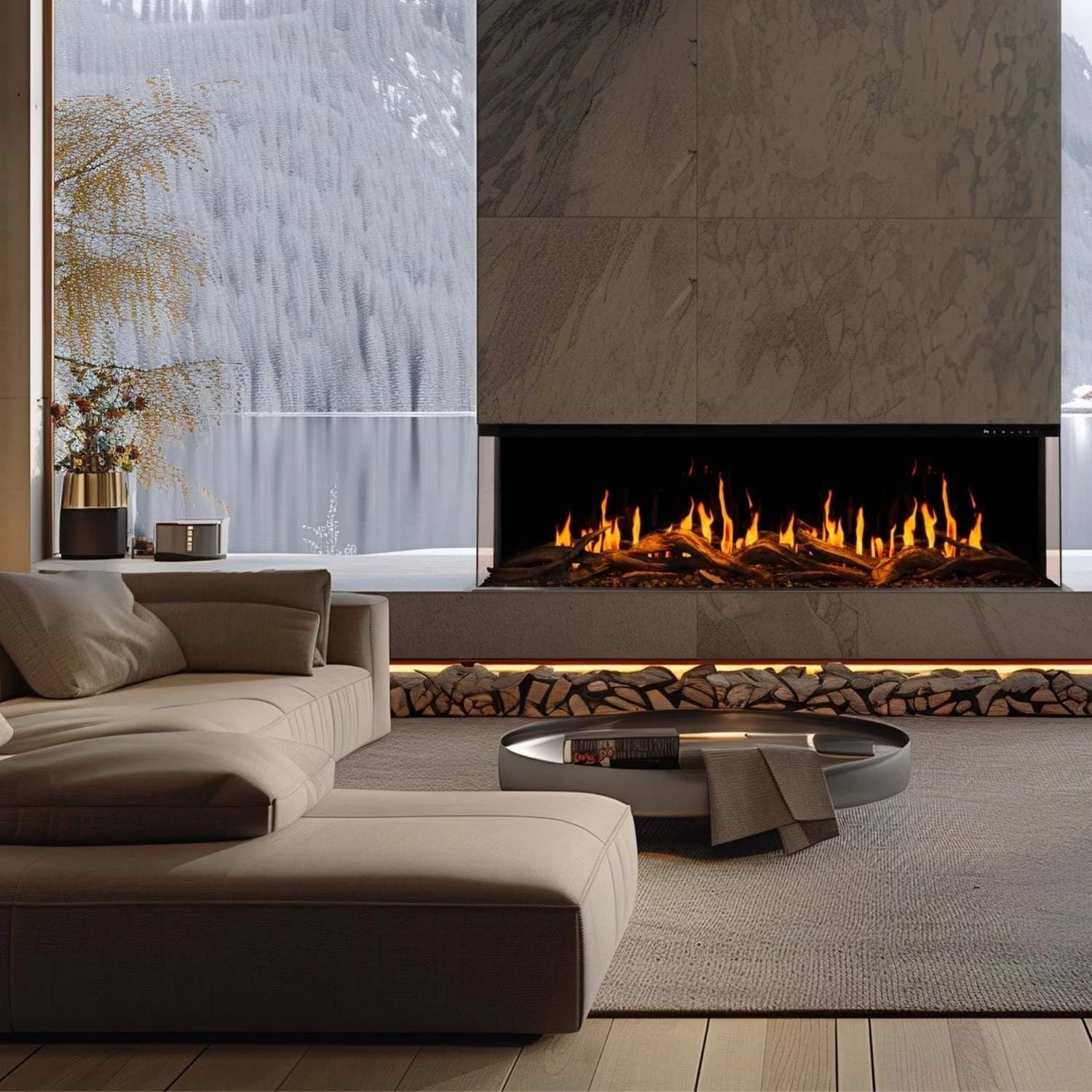 Gold 152 cm - Built-In Electric Fireplace