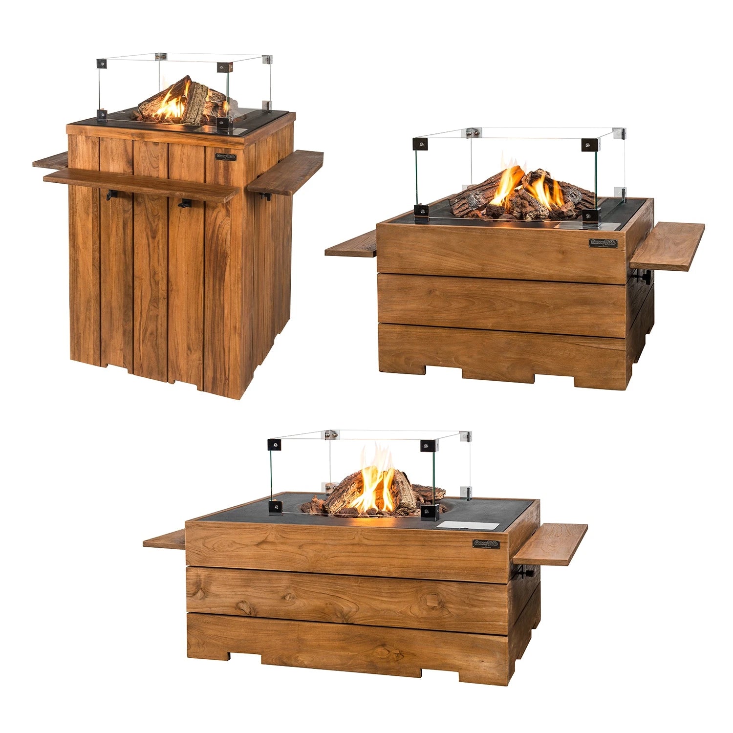 Teak Wood Side Table for Happy Cocooning Gas Fire Tables - 2 pieces.