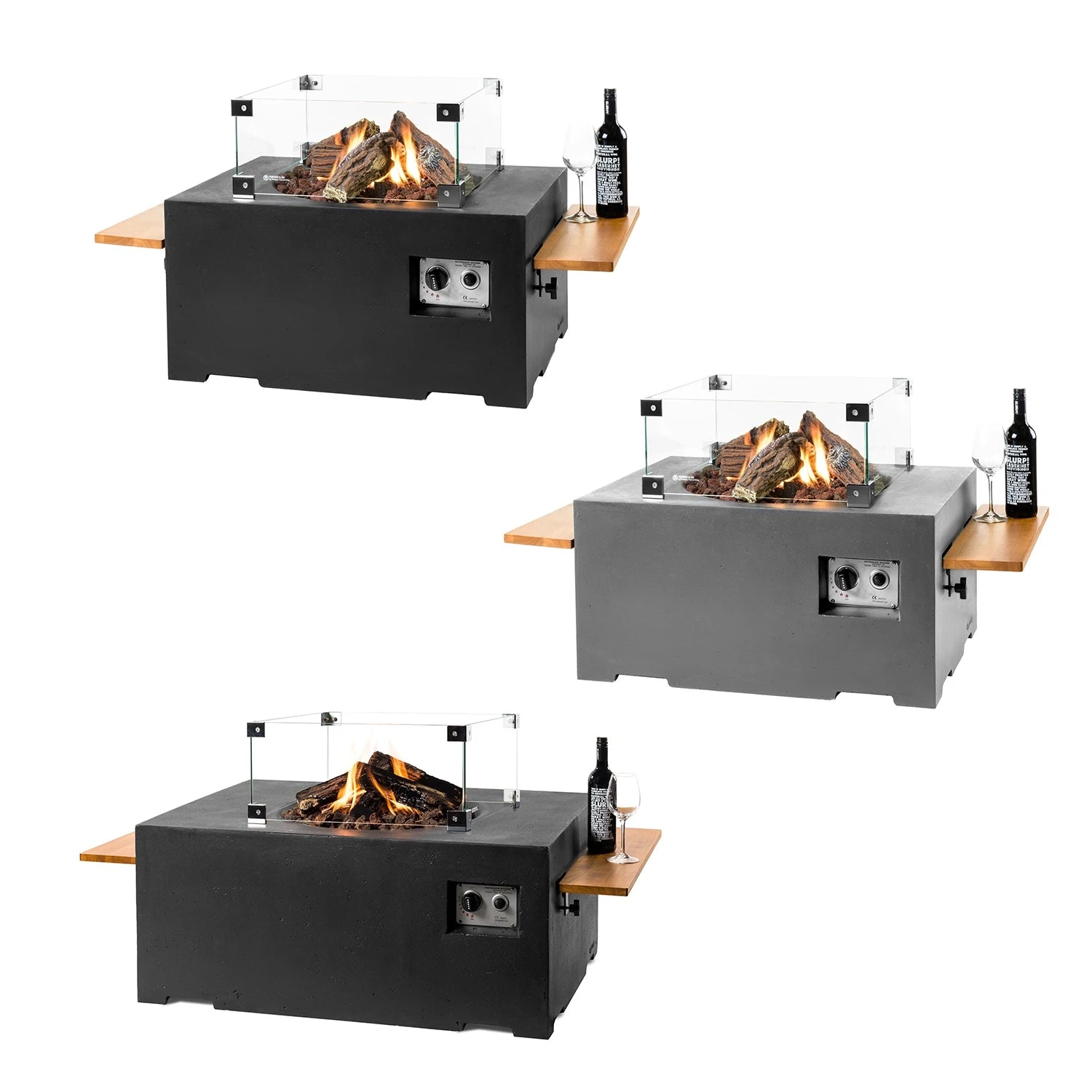 Happy Cocooning Wooden Side Table for Small Square/Rectangular Fire Table - 2 pcs.