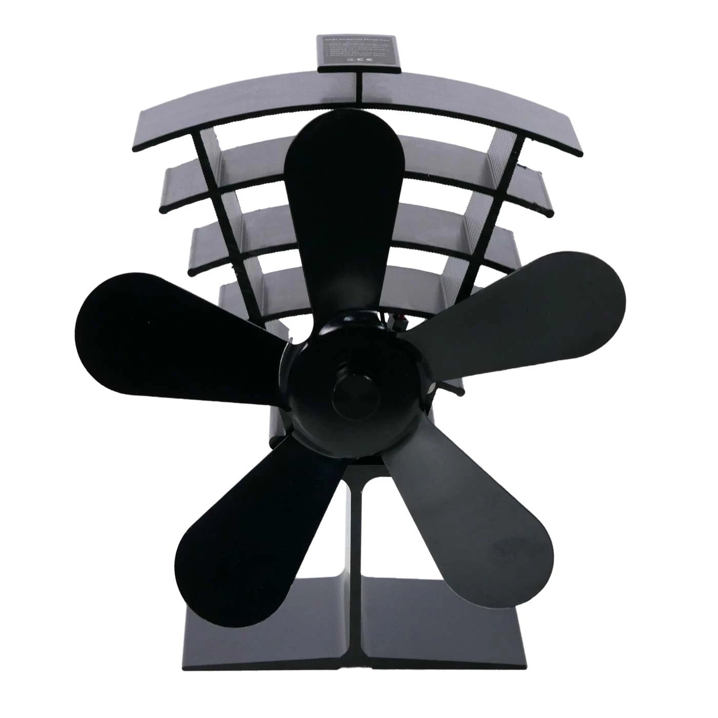 Black Heat-Powered Stove Fan – 5 Blades | Steel