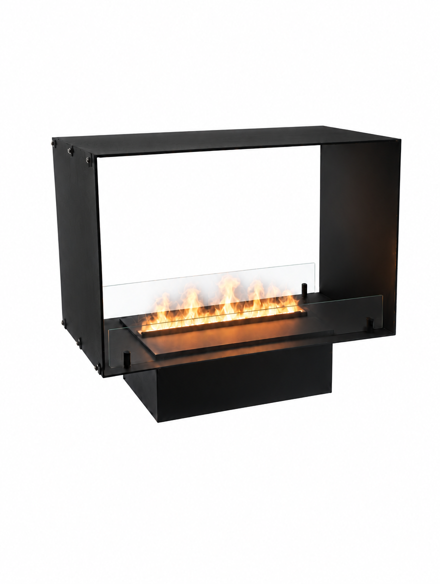 Foco Myst Two 800 water vapour fireplace, white studio shot with realistic Opti-myst flame effect