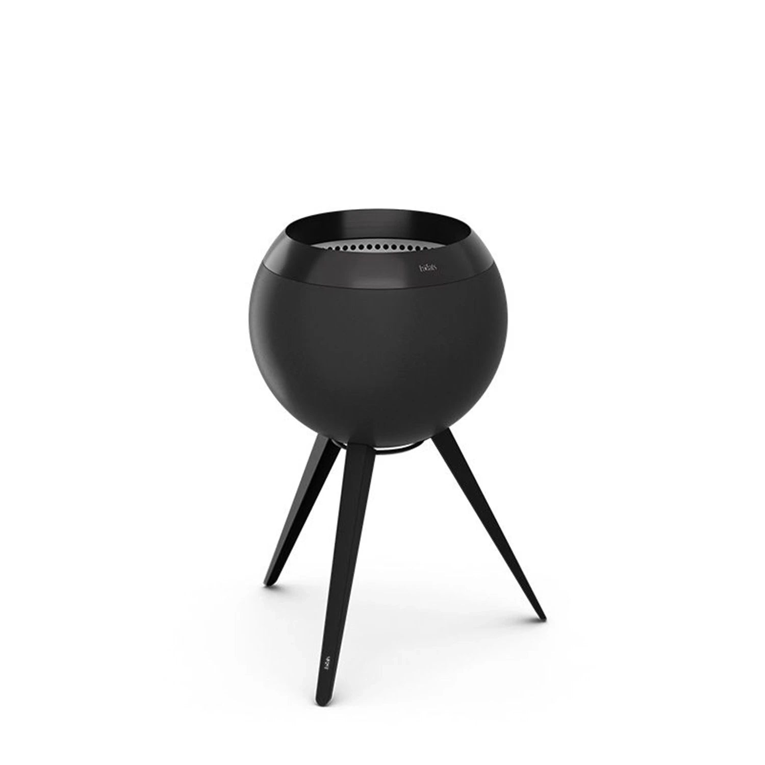 Höfats MOON 45 all black fire basket with tall stainless steel stand