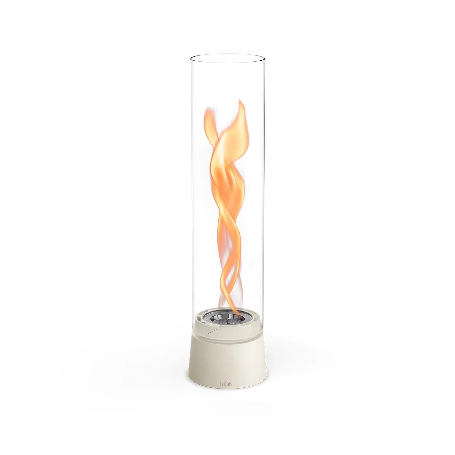 Höfats SPIN Air 1200 - Cream White Table Biofireplace with Tall Cylindrical Glass