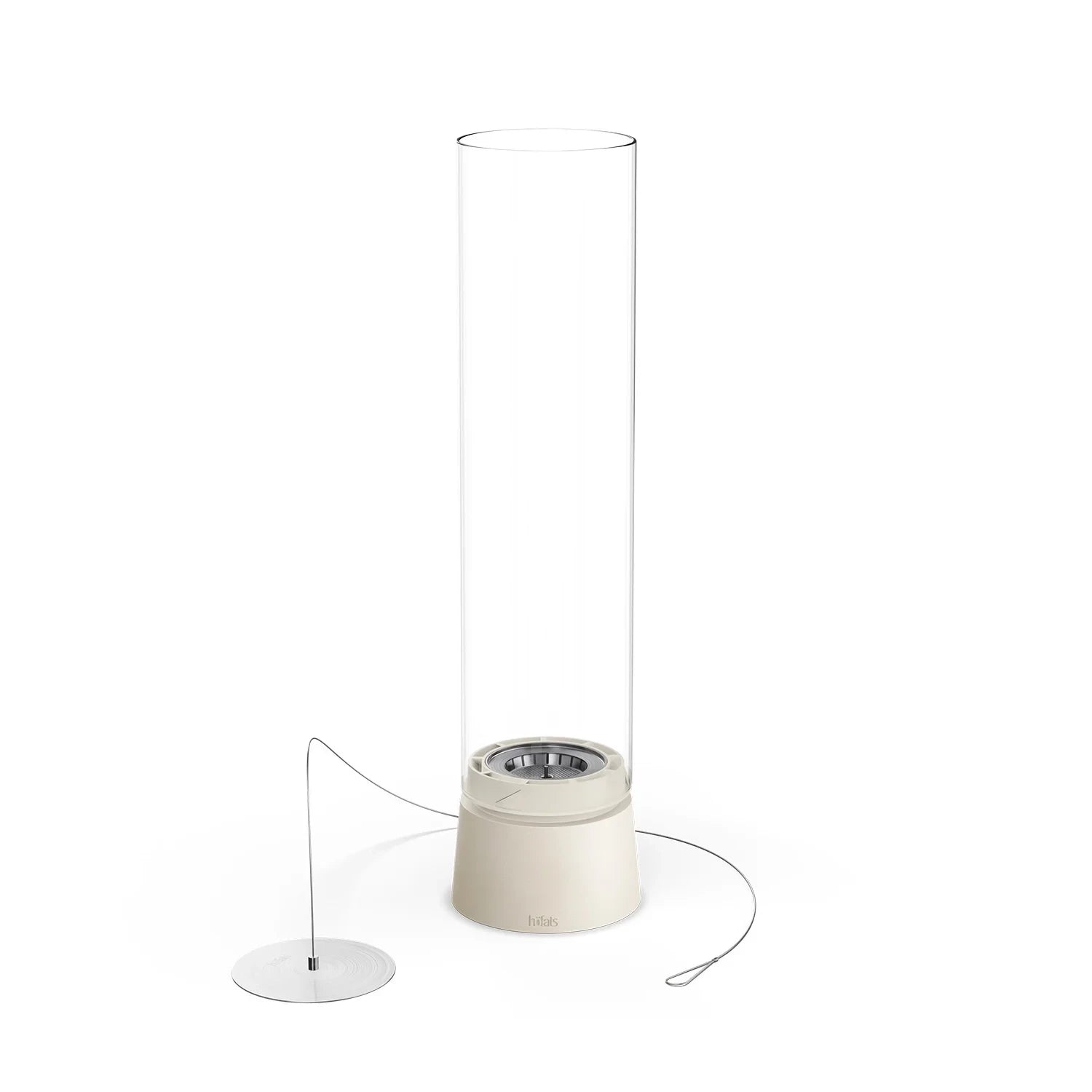 Höfats SPIN Air 1200 - Cream White Table Biofireplace with Tall Cylindrical Glass