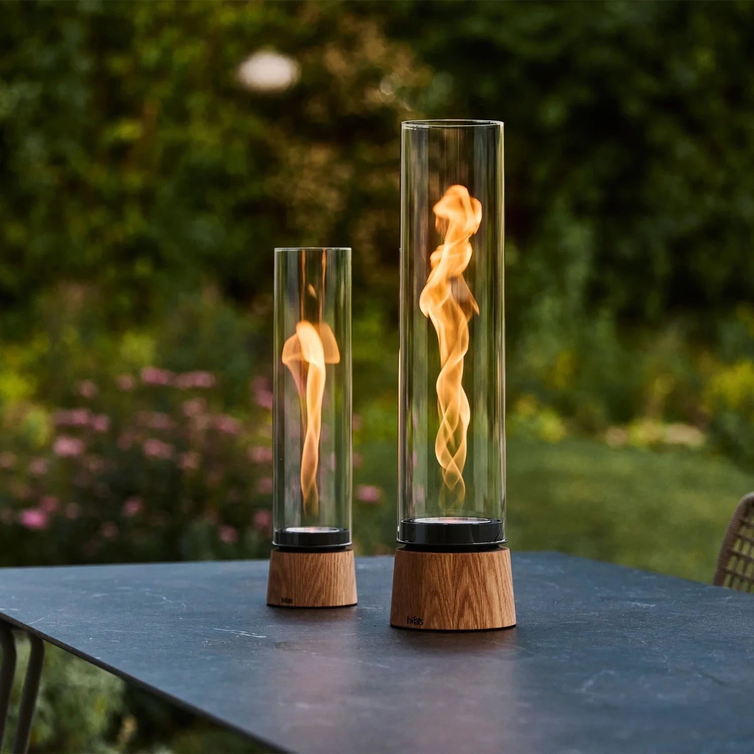 Höfats SPIN Air 1200 - Oak table fireplace with high cylindrical glass
