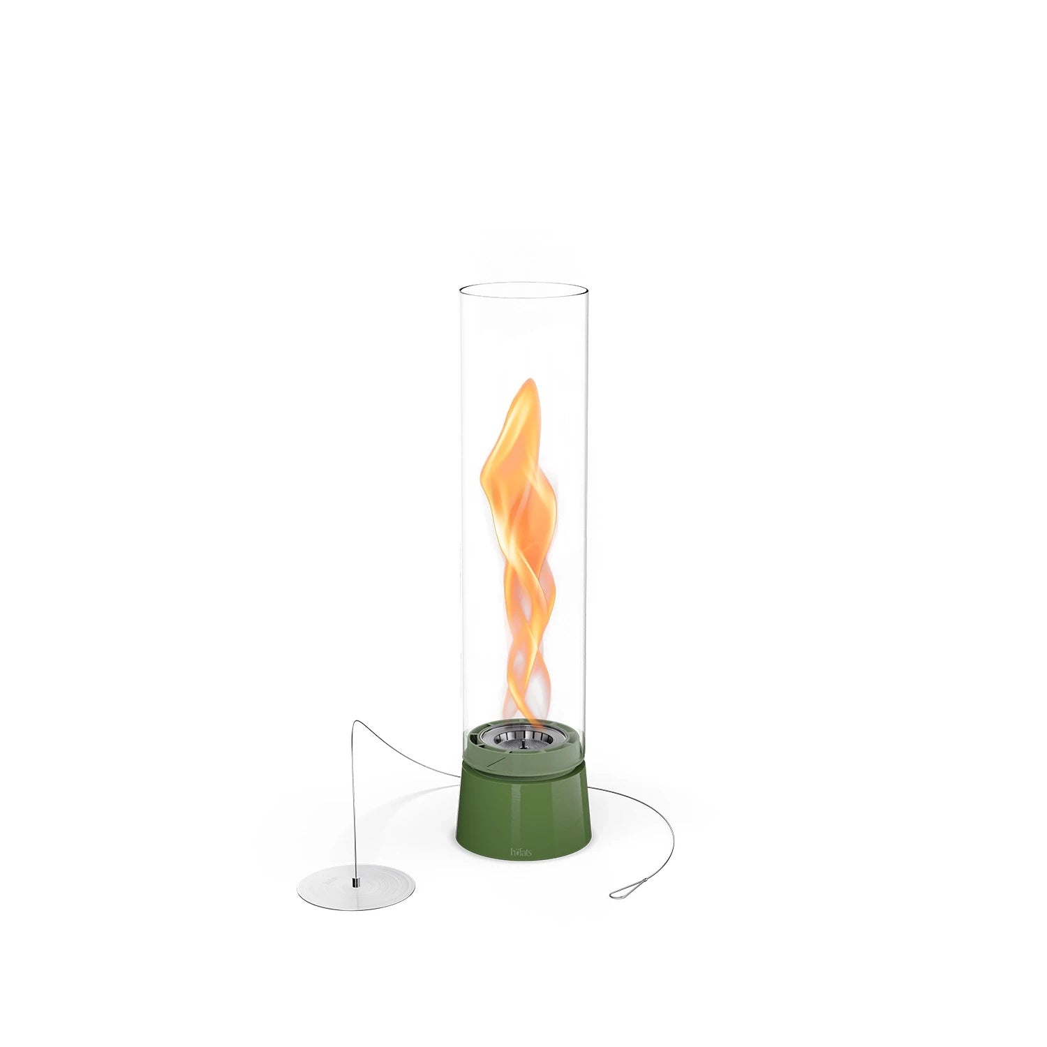 Höfats SPIN Air 900 Green Tabletop Bioethanol Fireplace with Tall Cylindrical Glass