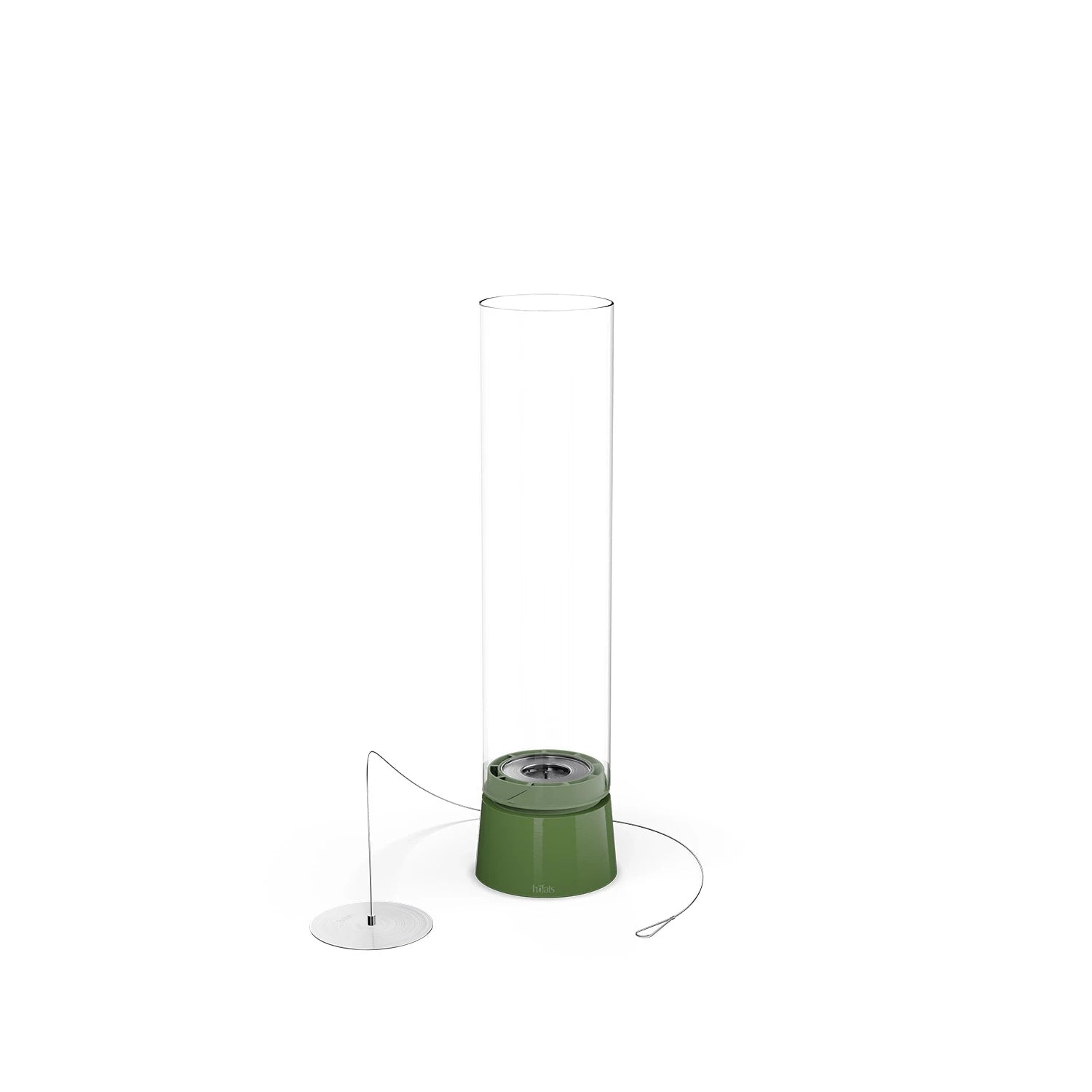 Höfats SPIN Air 900 Green Tabletop Bioethanol Fireplace with Tall Cylindrical Glass