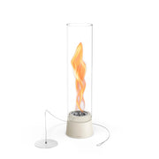 Höfats SPIN Air 900 Cream White Table Biofireplace with Tall Cylindrical Glass and rotating flames