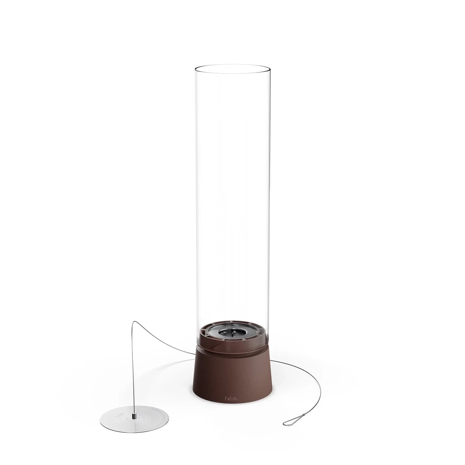 Höfats SPIN Air 900 Oxyde Red tabletop bioethanol fireplace with high cylindrical glass