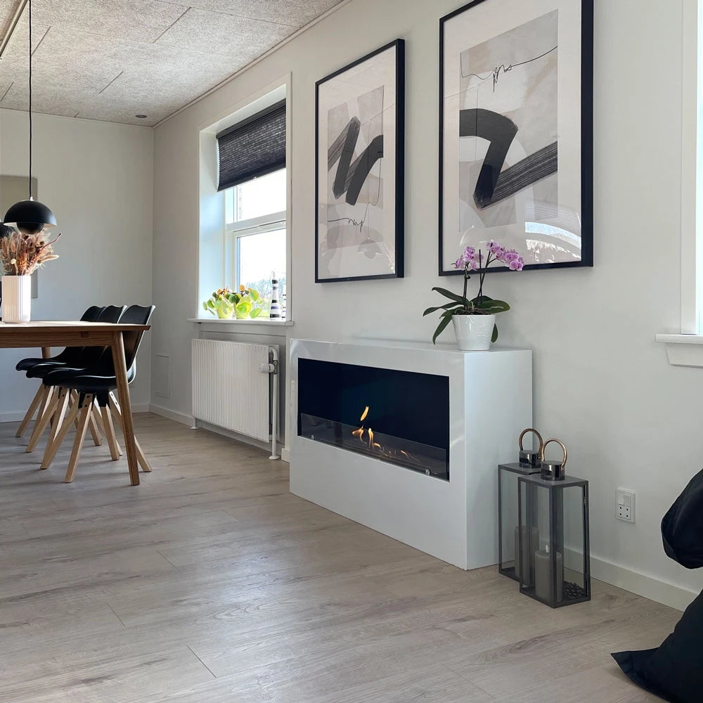 Bismarck White - Freestanding 1-Sided Bio Fireplace