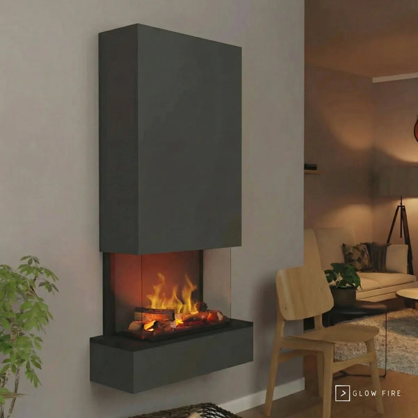 Hölderlin Tall Grey - OMC 600 | Wall-mounted Water Vapour Fireplace