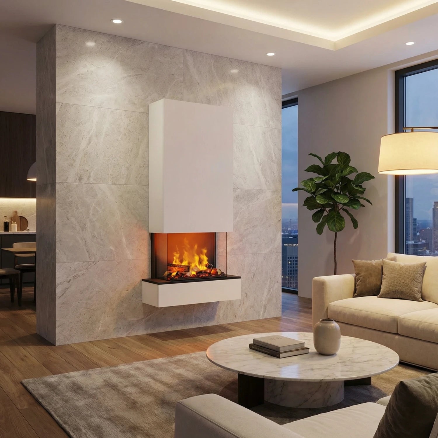 Hölderlin Alta Branco OMC 600 – Lareira a Vapor de Água Montada na Parede