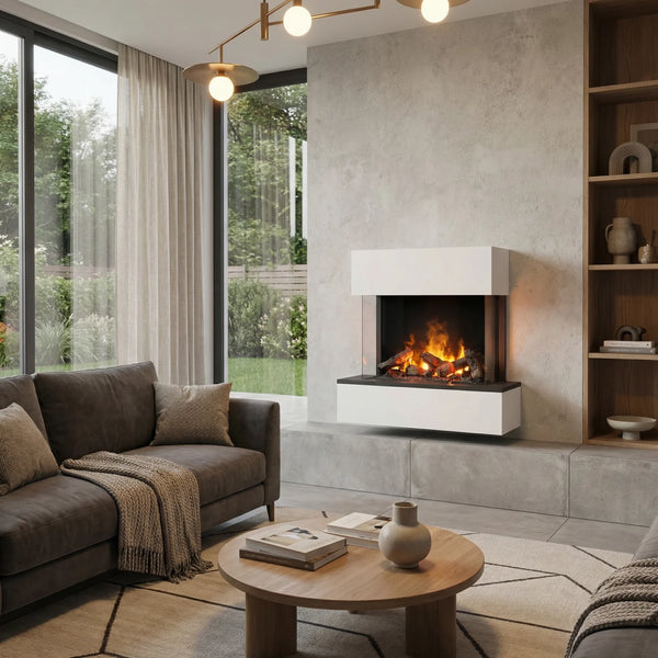 Hölderlin White - OMC 600 | Wall-mounted Water Vapour Fireplace