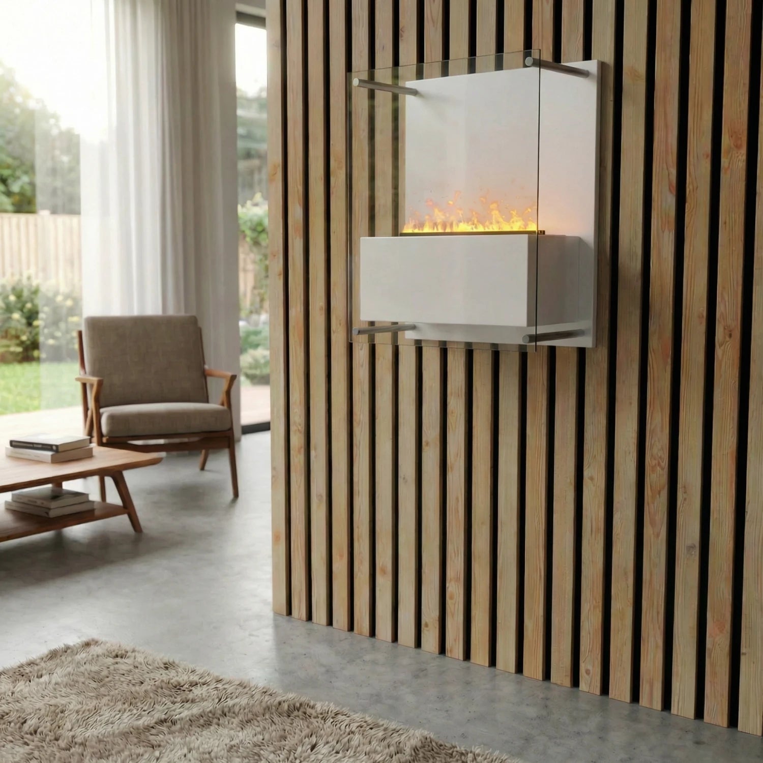 Yosemite Wall-Mounted Water Vapour Fireplace - White