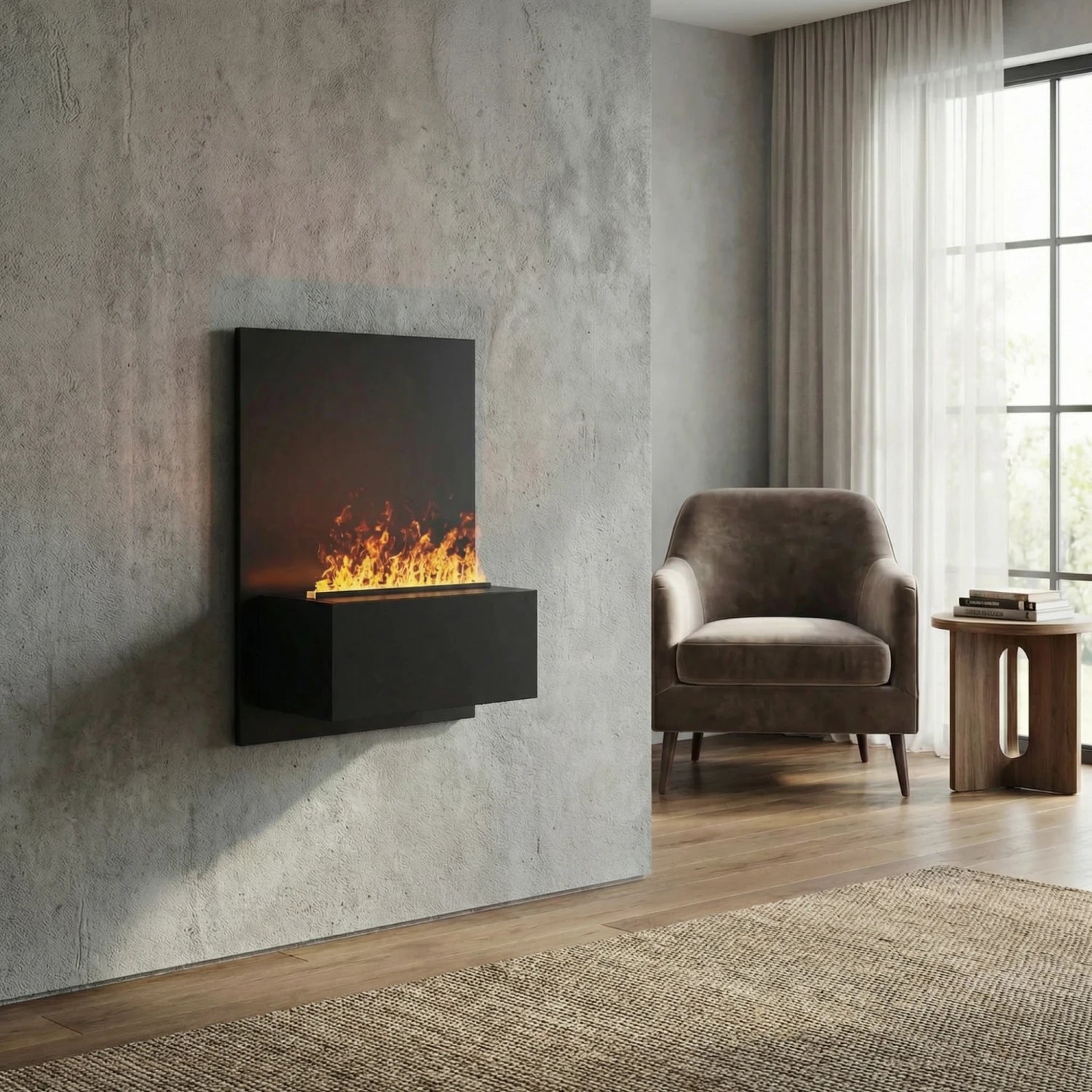 Brekke Wall-Mounted Water Vapour Fireplace - Black