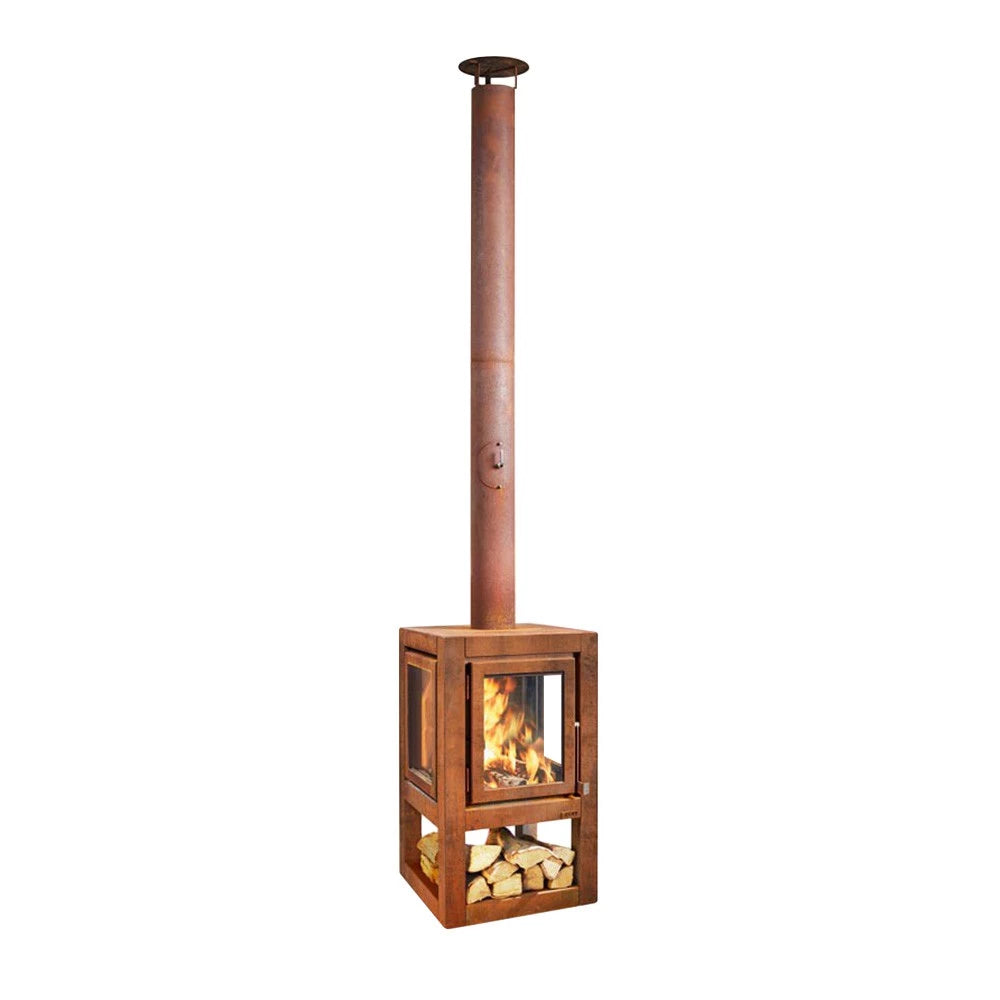Quaruba XL Mobile rusted steel garden fireplace