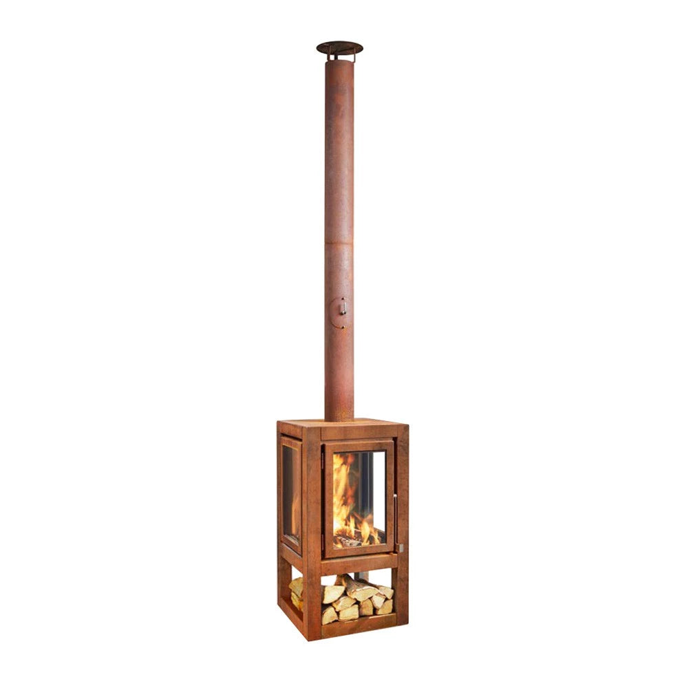 Quaruba XXL Mobile rusted steel garden fireplace