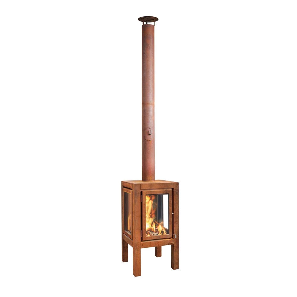Quaruba XXL rusted steel garden fireplace