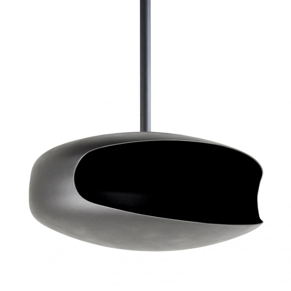 Black UFO-60 Hein & Haugaard handcrafted ceiling-mounted fireplace