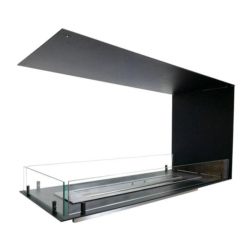 Foco Room Divider 1000 bioethanol fireplace with three-sided flame view.