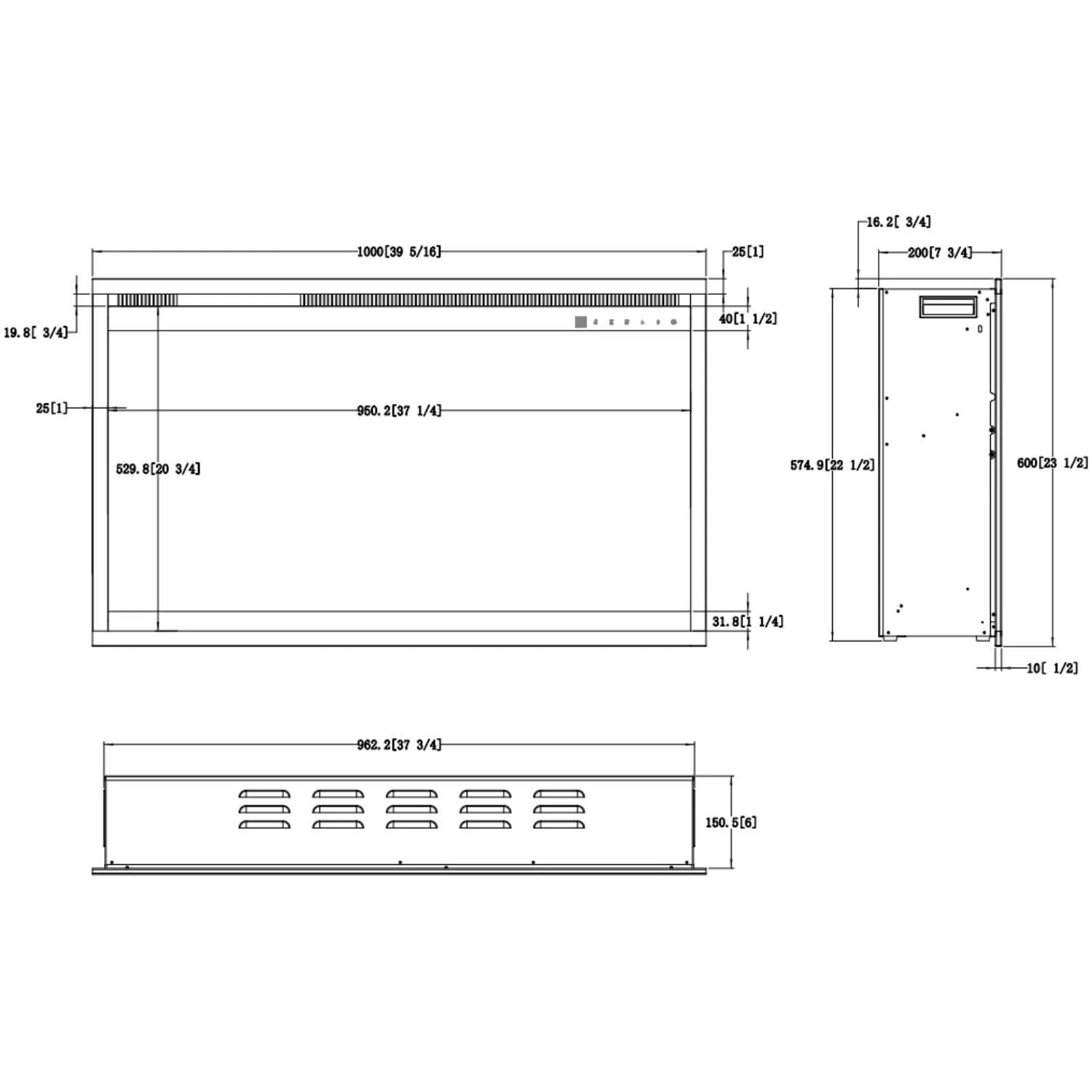 Aflamo 3D Electric Fireplace Insert 39" (100 × 60 cm)
