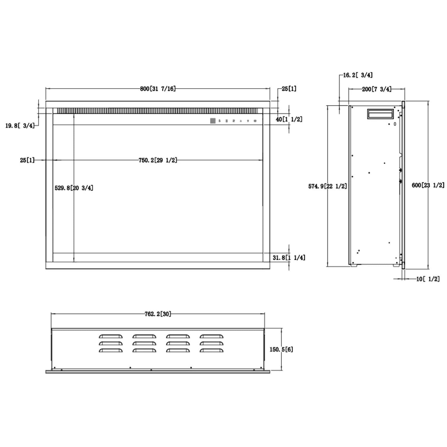 Aflamo 3D Electric Fireplace Insert 31" (80 × 60 cm)