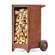 Ker Log Storage, a compact and durable solution for storing firewood in outdoor spaces like gardens and patios.