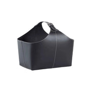 Leather log basket with buckle