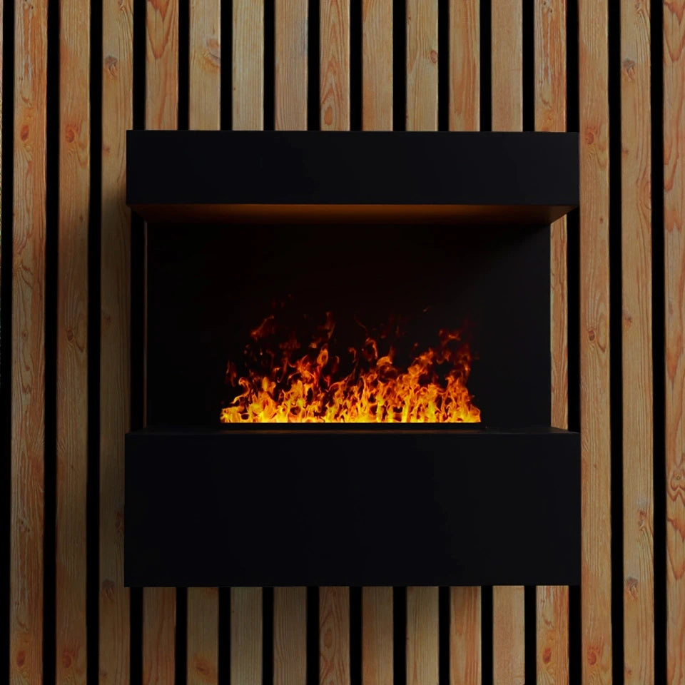 Late Wall-Mounted Water Vapour Fireplace - Black