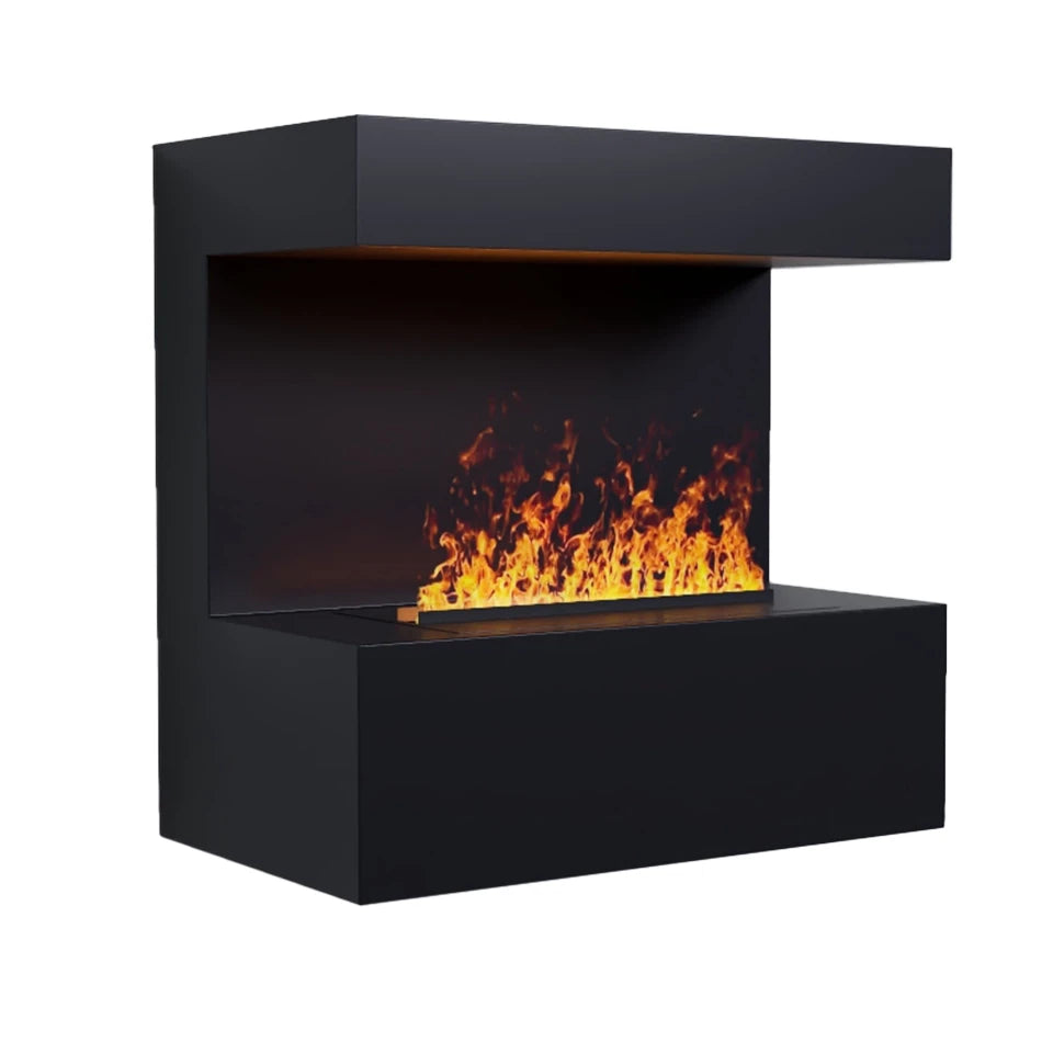 Late Wall-Mounted Water Vapour Fireplace - Black