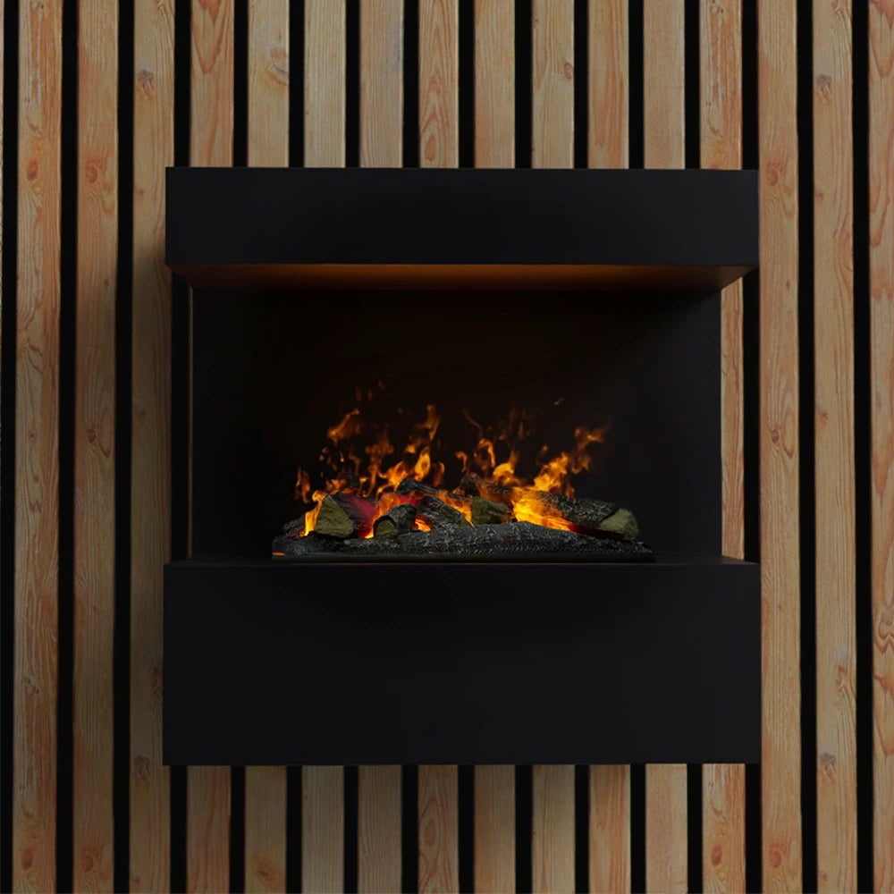 Late Wall-Mounted Water Vapour Fireplace - Black