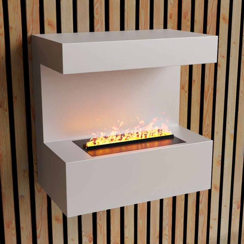 Late Wall-Mounted Water Vapour Fireplace - White