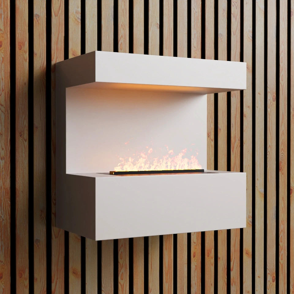 Late Wall-Mounted Water Vapour Fireplace - White