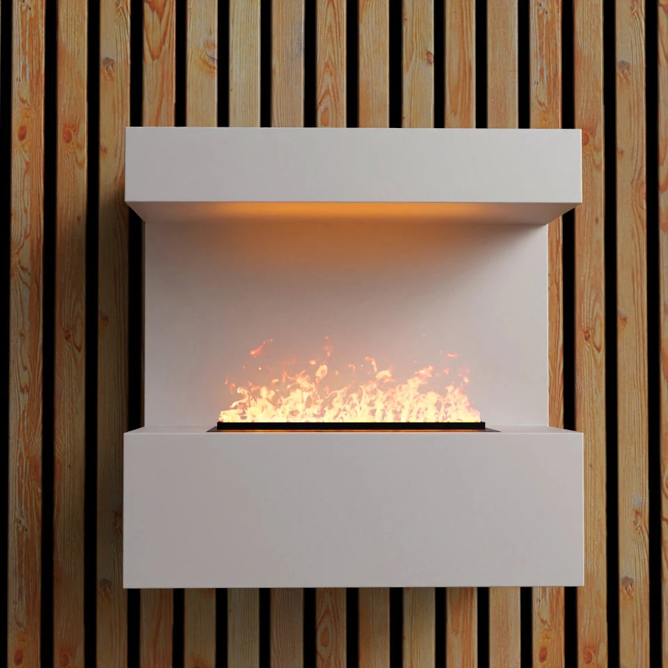 Late Wall-Mounted Water Vapour Fireplace - White