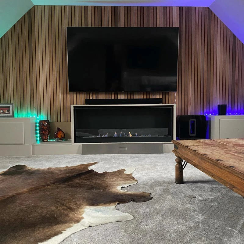 140 cm Black Built-in Bioethanol Fireplace