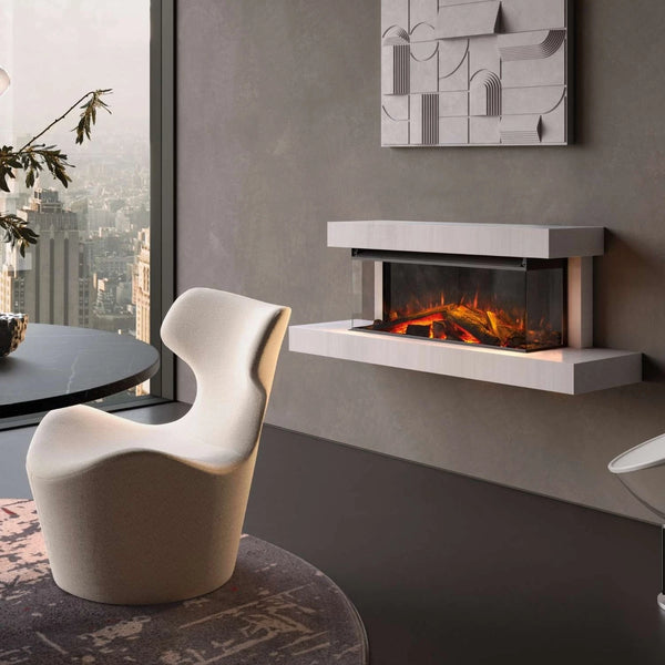 Lumen 870 Wall-Mounted Electric Fireplace – Chalk