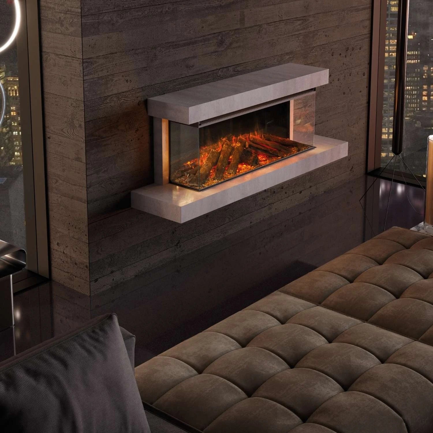 Lareira Elétrica de Parede Lumen 1200 – Giz