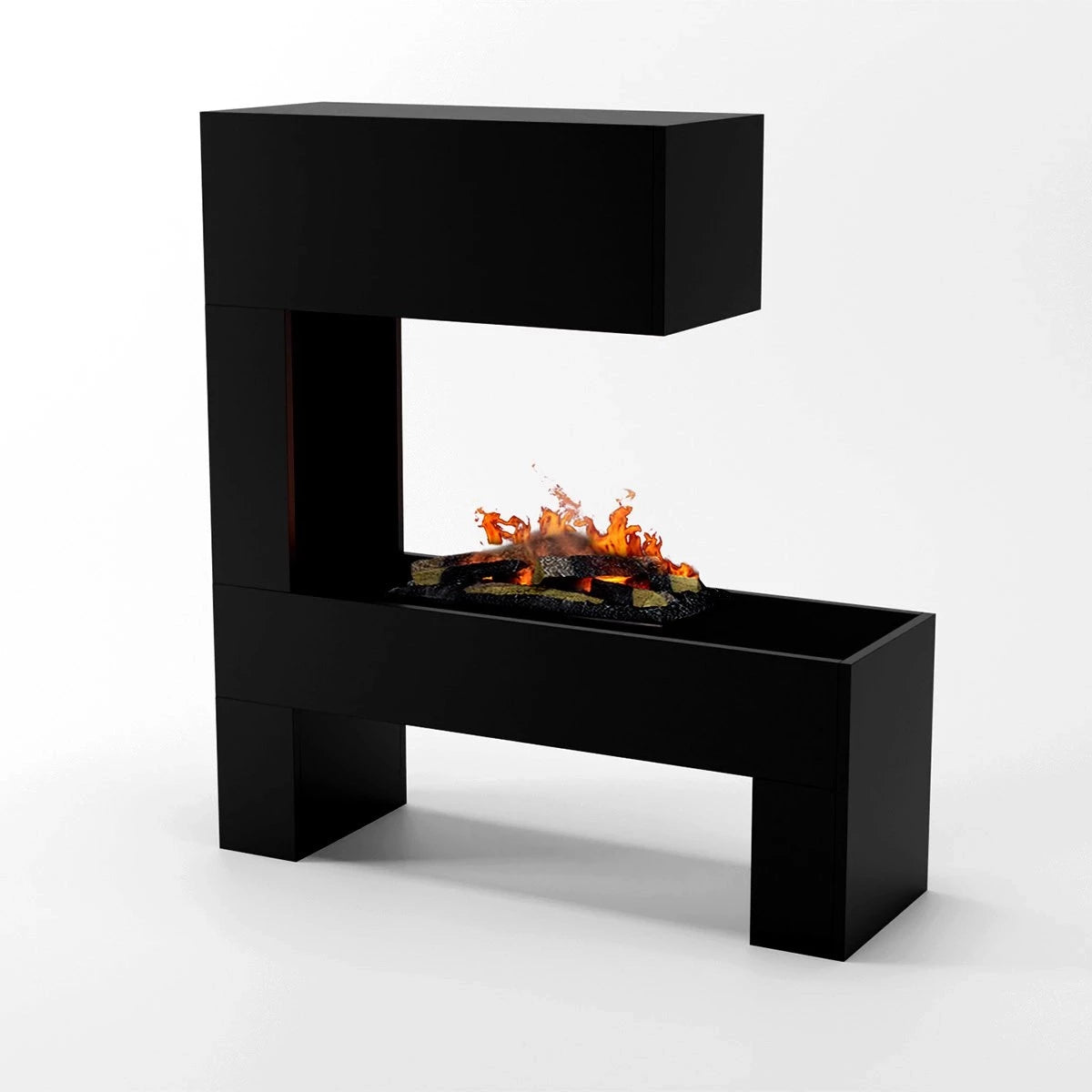 Mozart Black - OMC 600 | Freestanding Water Vapour Fireplace