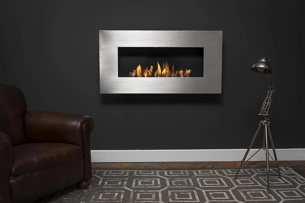 Icon Fires Nero 1150 Lareira de Parede - Aço Escovado