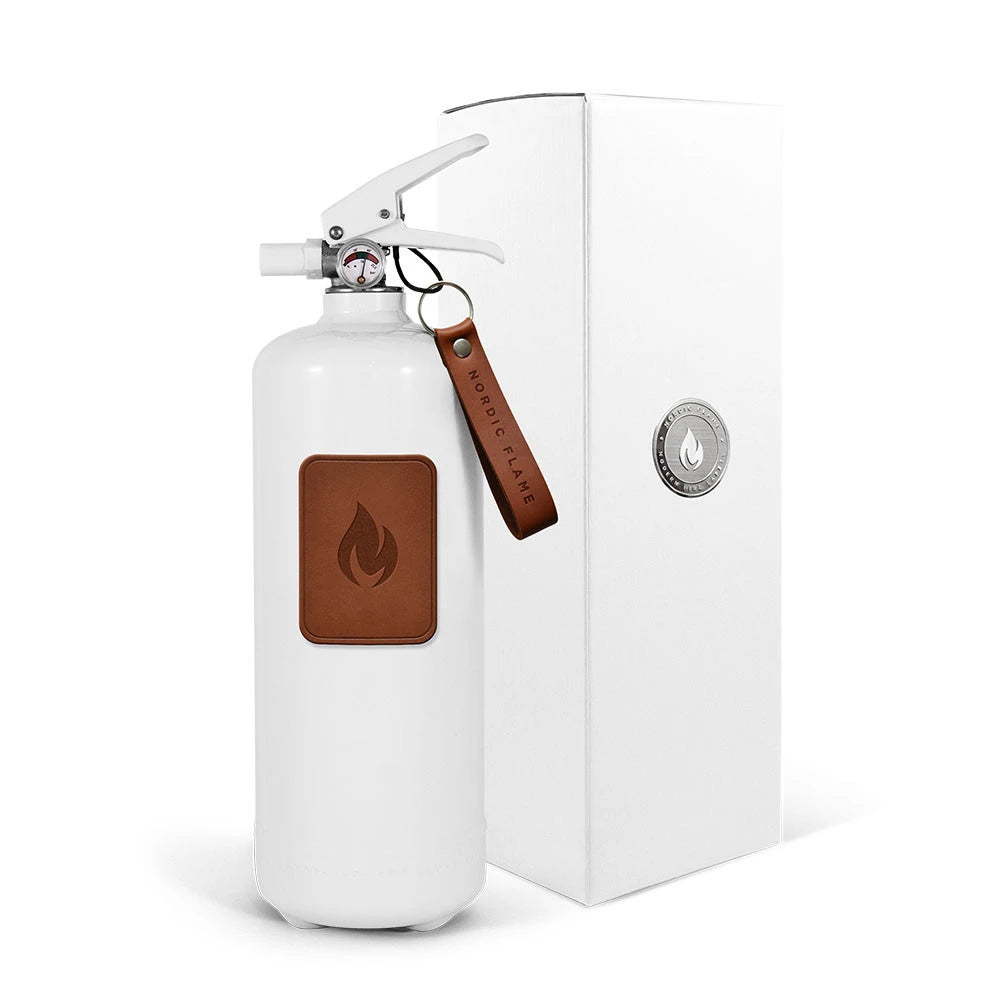 Nordic Flame White Fire Extinguisher 2kg - Dark Leather Editon